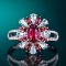 14k Gold 1.45 Ctw Natural Ruby & Diamond & Flowers Ring/pendant