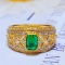 14k Gold 0.55 Ct Vivid Green Natural Emerald & Diamond Ring