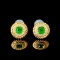 14k Gold 0.44 Ctw Vivid Green Natural Emerald & Diamond Earrings