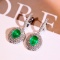 14k Gold 5.34 Ctw Vivid Green Natural Emerald & Diamond Earrings