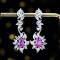 14k Gold 2.58 Ctw Natural Sapphire & Diamond Earrings