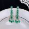 14k Gold 6.82 Ctw Vivid Green Natural Emerald & Diamond Earrings