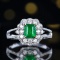 14k Gold 1.14 Ctw Vivid Green Natural Emerald & Diamond Ring