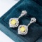 14k Gold 1.60 Ctw Natural Yellow Diamond & Diamond Earrings