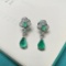 14k Gold 3.05 Ctw Natural Emerald & Diamond Earrings