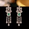14k Gold 1.32 Ctw Vivid Green Natural Emerald & Diamond Earrings