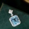 14k Gold 6.15 Ctw Natural Aquamarine & Diamond Pendant
