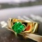 14k Gold 0.62 Ct Vivid Green Natural Emerald & Solitaire Ring