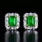 14k Gold 1.44 Ctw Vivid Green Natural Emerald & Diamond Earrings