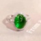 14k Gold 4.32 Ctw Vivid Green Natural Emerald & Diamond Ring