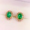 14k Gold 2.06 Ct Vivid Green Natural Emerald & Diamond Earrings