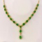 14k Gold 11.89 Ct Vivid Green Natural Emerald & Diamond Necklace