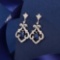 14k Gold 1.8 Ctw Vivid Blue Natural Sapphire & Diamond Earrings