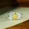 14k Gold 0.89 Ctw Natural Yellow Diamond & Diamond Ring