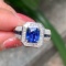 14k Gold 3.58 Ctw Natural Sapphire & Diamond Ring