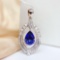 14k Gold 1 Ct Vivid Blue Natural Sapphire & Diamond Pendant