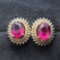 14k Gold 1.3 Ct Natural Tourmaline & Diamond Earrings