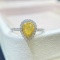 14k Gold 0.60 Ctw Natural Yellow Diamond & Diamond Ring