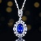 14k Gold 1.83 Ctw Natural Sapphire & Diamond Pendant