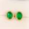 14k Gold 4.6 Ct Vivid Green Natural Emerald & Diamond Earrings