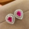 14k Gold 1.18 Ct Natural Ruby & Diamond Earrings