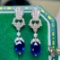 14k Gold 2.65 Ctw Natural Sapphire & Diamond Earrings