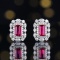 14k Gold 0.98 Ctw Natural Ruby & Diamond Earrings