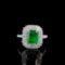 14k Gold 2.48 Ctw Vivid Green Natural Emerald & Diamond Ring
