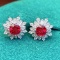 14k Gold 1.2 Ct Natural Spinel & Diamond Earrings