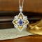 14k Gold 1.40 Ctw Natural Sapphire & Diamond Necklace