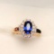 14k Gold 1.2 Ct Vivid Blue Natural Sapphire & Diamond Ring