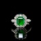 14k Gold 2.10 Ctw Vivid Green Natural Emerald & Diamond Ring