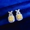 14k Gold 0.5 Ct Natural Yellow Diamond & Diamond Earrings