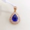 14k Gold 1.56 Ct Vivid Blue Natural Sapphire & Diamond Pendant