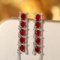 14k Gold 2.9 Ctw Vivid Red Natural Ruby & Diamond Earrings