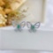 14k Gold 0.52 Ctw Natural Green Diamond & Diamond & Butterfly Earrings