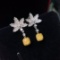 14k Gold 0.98 Ctw Natural Yellow Diamond & Diamond Earrings