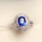 14k Gold 1.4 Ct Vivid Blue Natural Sapphire & Diamond Ring