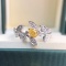 14k Gold 0.44 Ctw Natural Yellow Diamond & Diamond Ring