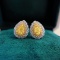 14k Gold 1.19 Ctw Natural Yellow Diamond & Diamond Earrings
