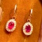 14k Gold 2 Ct Vivid Red Natural Ruby & Diamond Earrings
