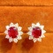 14k Gold 1.45 Ct Natural Ruby & Diamond Earrings