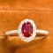 14k Gold 1 Ct Vivid Red Natural Ruby & Diamond Ring