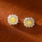 14k Gold 0.63 Ctw Natural Yellow Diamond & Diamond & Flowers Earrings