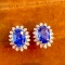 14k Gold 1.6 Ct Natural Sapphire & Diamond Earrings