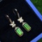 14k Gold 1.9 Ct Natural Tourmaline & Diamond Earrings