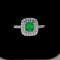 14k Gold 0.96 Ctw Natural Emerald & Diamond Ring