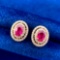 14k Gold 1.18 Ct Natural Ruby & Diamond Earrings