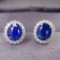 14k Gold 3.86 Ctw Natural Sapphire & Diamond Earrings