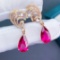 14k Gold 6.6 Ct Natural Tourmaline & Diamond Earrings